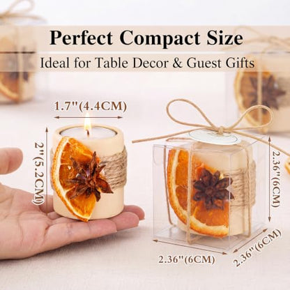 MTLEE 16 Pack Wooden Tealight Candle Holder Kit Guest Gifts, Rustic - color: Brown
