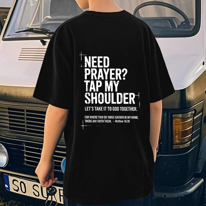 Christian Shirts for Boys Jesus Cross Casual Tops - color: Black-1, size: 10-11 Years