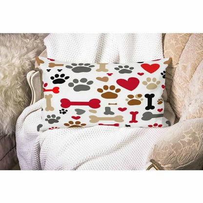 Smooffly Dogs Paws and Bones Cotton Linen Throw Lumbar Waist Pillow Case Cushion Cover Home Office Decorative Rectangle 12 X 20 Inches - color: Md025