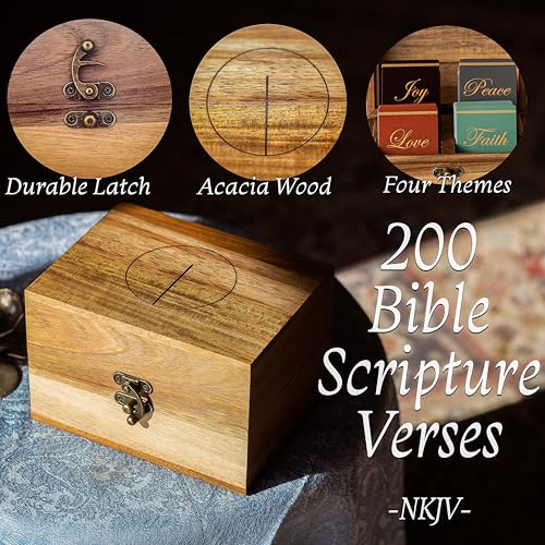 Bible Verse Box, 200 NKJV Scripture and Prayer Cards, Christian Faith Gift