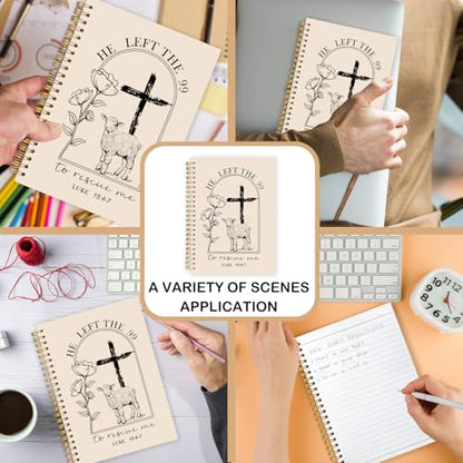 Christian Jesus Spiral Bible Notebook for Women,Christian Gifts,He Left the 99 to Rescue Me Lamb Journal, Jesus Christian Gifts for Women, Prayer Journal for Women,A5 Spiral Hardcover 5.5x8.3 - color: Christian Jesus