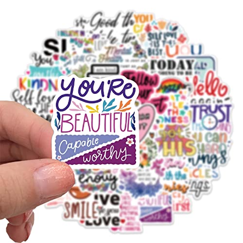 52Pcs Colorful Motivational Stickers, Inspirational Positive Affirmation Vinyl Decals, Waterproof Aesthetic Quote Stickers for Water Bottle, Laptop, Scrapbook, Journal, Diaries, Teens, Girls - color: Inspirational Sticker-4