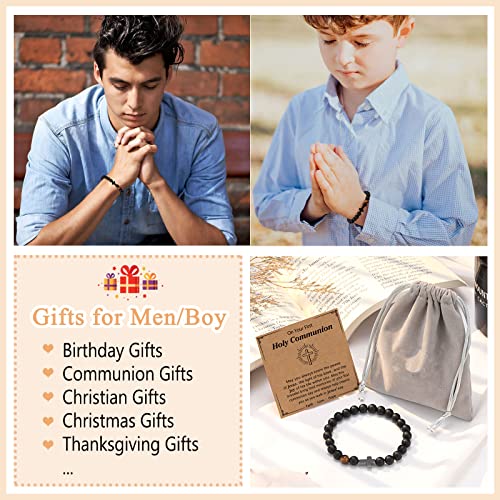 Cross Bracelet, To Mens Boys Christian Gifts for Birthday Christmas - style: Communion-7 inch