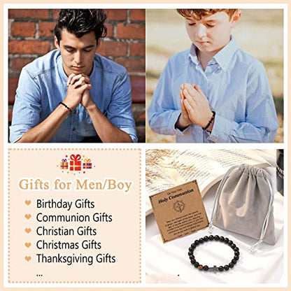 Cross Bracelet, To Mens Boys Christian Gifts for Birthday Christmas - style: Communion-7 inch