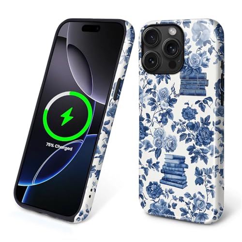 Magnetic Case for iPhone 14 Pro Max, Compatible with Magsafe PC Hard Shell & Silicone Inner Bumper Anti-Scratch Full-Body Cover Shockproof Slim Design Bookish Flower Rose Book Lover - color: Bookish Flower Rose Book Lover, size: iPhone 14 Pro Max