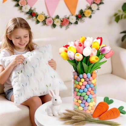 ALFEVA Easter Decorations-Vase in Vase and Approx 100pcs Easter Eggs Filler, Vaseset Ready to Display，Spring Decorations for Home Table (No Flowers) - size: 3.9"/2.1"vase&Eggs No Flowers
