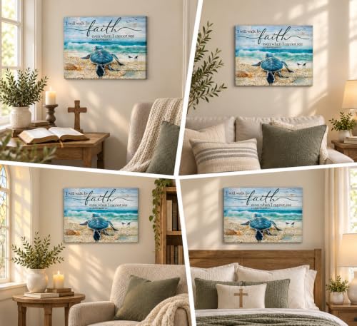 HSHFKLH Christian Bible Inspirational Canvas Wall Art 12x16in - color: Sea turtles-Canvas, size: 16"L x 12"W