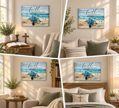 HSHFKLH Christian Bible Inspirational Canvas Wall Art 12x16in - color: Sea turtles-Canvas, size: 16"L x 12"W