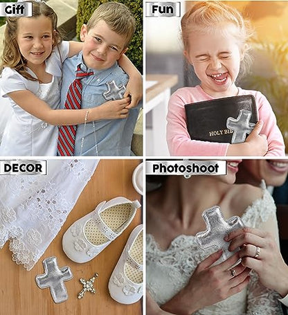 DolliBu Silver Cross Stuffed Plush Toy Gift for Kids and Adults - 3 Inches - size: 3 Inch
