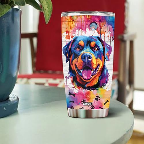 Gifts for Rottweiler Lovers 20 Oz Stainless Steel Tumbler Travel Coffee Mug Gift Ideas for Rottweilers Dog Lovers Owners Funny Facts Water Bottle - color: Rottweiler