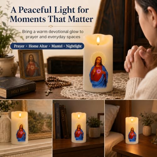 Flameless LED Devotional Prayer Candle with Automatic Timer