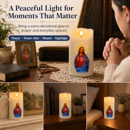 Flameless LED Devotional Prayer Candle with Automatic Timer