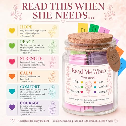 Bible Verses Jar for Women, 92 Bible Verses Read Me When You Need, Christian Gifts for Women, Friends, Mom, Sister, Daughter - color: Read This When Bible Verses Jar