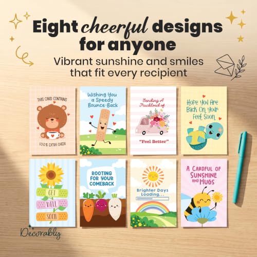 Decorably 24 Pack 4x6in Vibrant Friends Get Well Cards with Envelopes