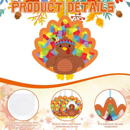 Chiisong 24 Sets Thanksgiving Turkey Crafts DIY Turkey Tissue Paper Crafts - style: Thanksgiving Turkey