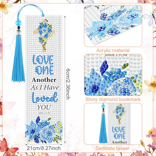 Sinload 10 Pcs Diamond Art Bookmark Christian Bible Verse Bookmarks Kits - style: Christian