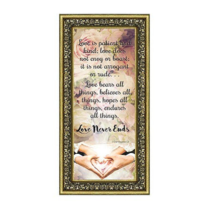 Crossroads Home Décor Love Never Ends, Christian Marriage Gift, True Love Picture Frame, 7310G