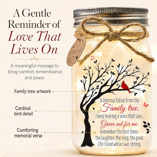 Sympathy Gifts for Loss of Loved One, Cardinal Memorial Gift, Mason Jar - color: Cardinal Memorial