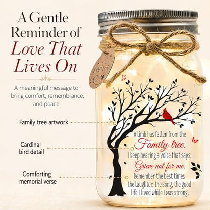 Sympathy Gifts for Loss of Loved One, Cardinal Memorial Gift, Mason Jar - color: Cardinal Memorial