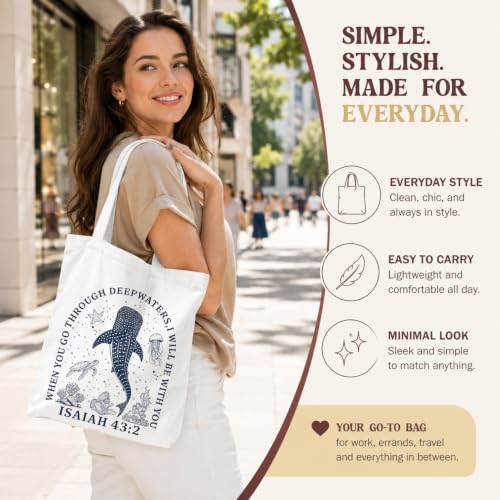Christian Canvas Tote Bag, Bible Verse Reusable Shopping Bag - color: Bible-3