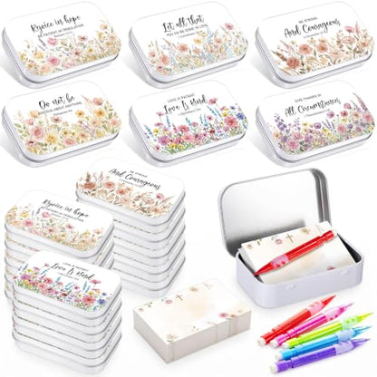 120Pcs Christian Gifts for Women, Prayer Boxes with Prayer Cards and Pencil - style: Pastel Floral