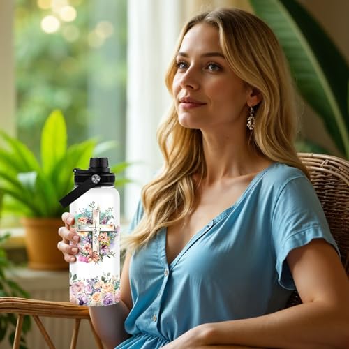 Christian Gifts for Women - Faith Bible Verse Gifts Baptism Tumbler - Inspirational Religious Birthday Presents for Women - Catholic Spiritual Christmas Presents Bottle for Girl Friends 32oz - color: Christian-White/Faith