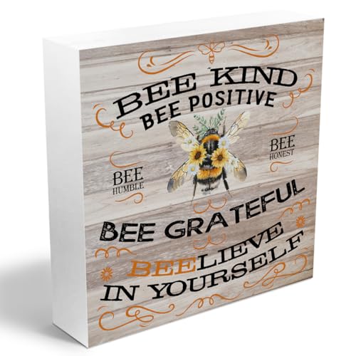 Inspirational Bee Decorations Wooden Box Sign, Vintage Bee Decor - color: white 0356