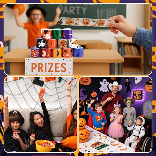 LovesTown Halloween Slap Bracelets, 48 PCS Halloween Party Favors for Kids - style: Halloween