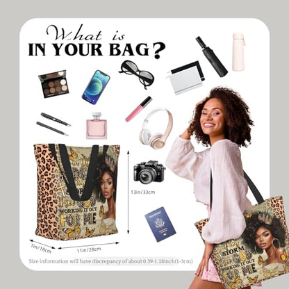 Bible Tote Bags for Women Christian Tote Bag Religious Church Bags for Women Organizer Christian Gift With Zipper - color: African American
