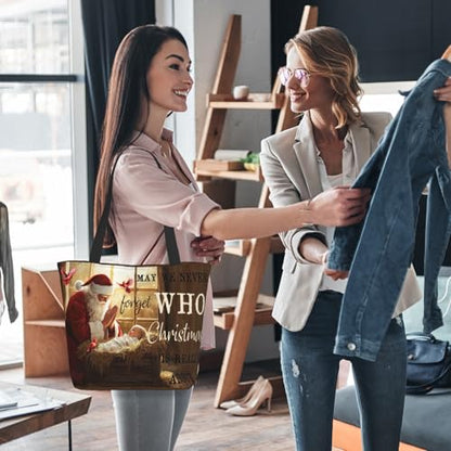Funny Christian Tote Bags For Women With Zipper Christian Gifts For Work Gym Travel Beach Women With Large Capacity - color: Christmas-2