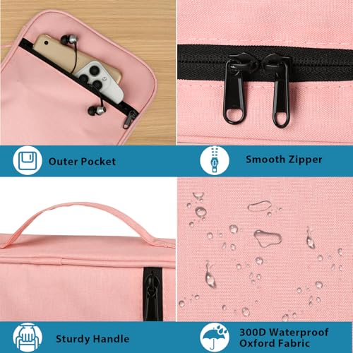 GERMUN Bible Cover with Durable Handle, Carrying Book Case Church Bag Bible, Protective with Zippered Pocket, Bible Study Accessories Supplies, Book Protector for Book Lovers, pink - color: Pink