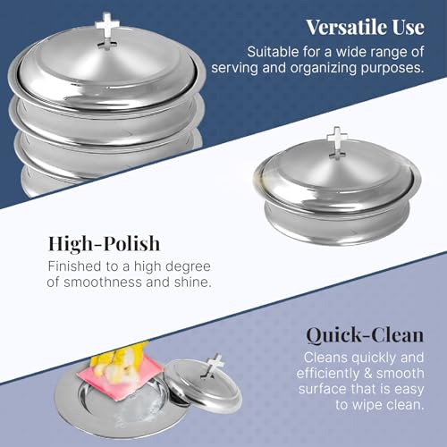 Communion Tray Set | Church Communion Tray Set | Stackable 1 Communions Tray with a Cover, 40-Hole Disk | Communions Supplies | Stainless Steel - Shiny Mirror Finish