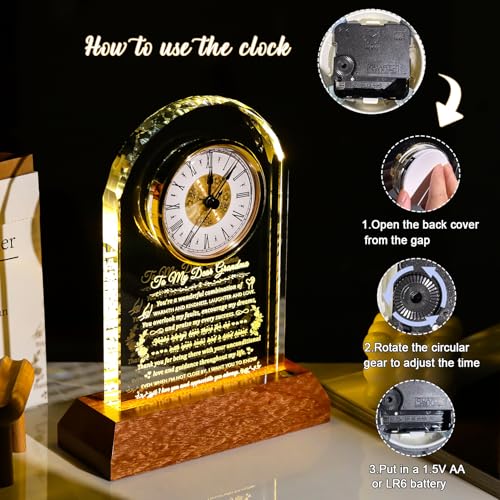 Arikyrist Glass Clock Gifts for Grandma from Granddaughter Grandson - color: Grandma