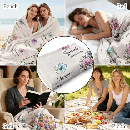 Christian Religious Gifts for Women, Christian Birthday Blanket with Flower - color: White, size: 80"x60"