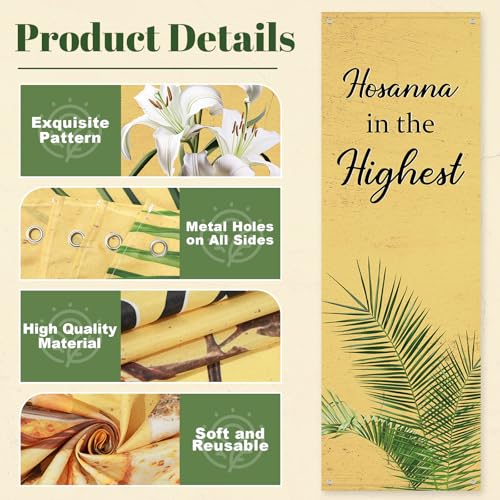 4Pcs Easter Church Banners for Sanctuary Wall Religious Banners Hanging Backdrop Praise Hanging Sign with Scripture Bible Verses Banner Easter Banner for Church School Decor(Retro Warm Yellow) - style: Retro Warm Yellow