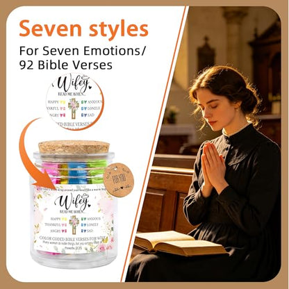 Bozidol Christian Gifts for Wife, Read me When Bible Verses Jar, 90 Color Coded Bible Verses in a Jar, Inspirational Christmas Wedding Anniversary Birthday Gifts for Wife from Husband - color: Wife