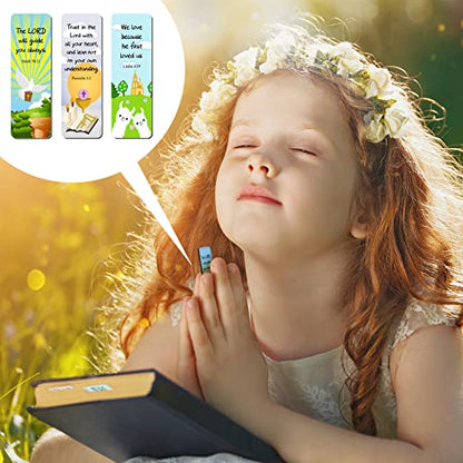Chinco 30 Pcs Magnetic Bookmarks Christian Bookmarks Bulk Bible Verse Inspirational Scripture Page Clips for Women, Childrens, Kids, Teachers, Mothers Day, Church Supplies, School Gifts (Cartoon) - style: Cartoon
