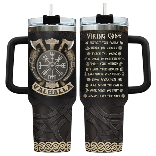 34HD Valhalla Viking 40 oz Tumbler with Handle, Hunter Life Gift - color: Viking Code