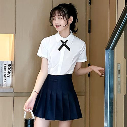 Adjustable Criss Cross Bow Tie School Uniform Pre Tied Bowtie Necktie Women Uniform Tie Cosplay Costume Accessory - color: 02, Black