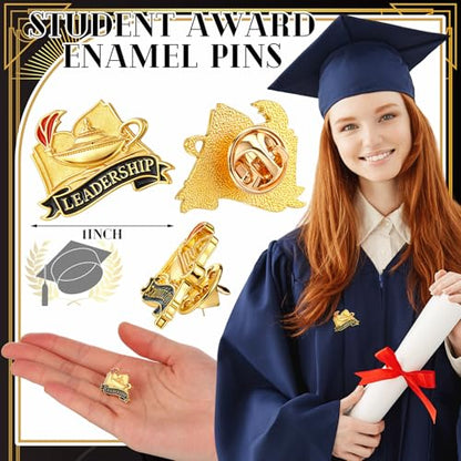 Riceshoot 12 Pcs 2026 Graduation Award Lapel Pins Bulk Academic Honors Enamel Award Lapel Pins Class of 2026 Gifts for Graduation - style: Leadership