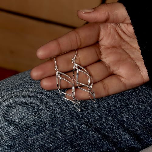 Charmsy 925 Sterling Silver Double Twisted Infinity Dangle Earrings for Women | Linear Marquise Large Loops Classic Infinity Drop Dangle Earrings - color: Classic Infinity