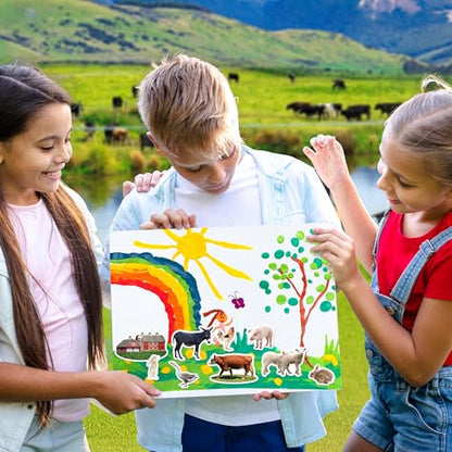 LINAYE 24 Sheets Farm Stickers for Kids, 1270 PCS Farm Animal Cow Horse Stickers for Scrapbooking,Water Bottles,Envelopes,Laptop for Kids Boys Girls - style: Farm Animal 24 Sheets