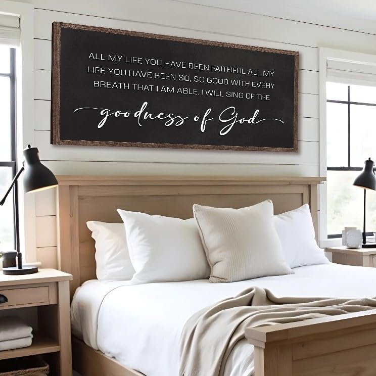 Tailored Canvases The Goodness of God Wall Art – Christian Decor Featuring “All of My Life You Have Been Faithful” To the Goodness of God Sign for Bedroom or Living Room 24x48 - size: 24"L x 24"W