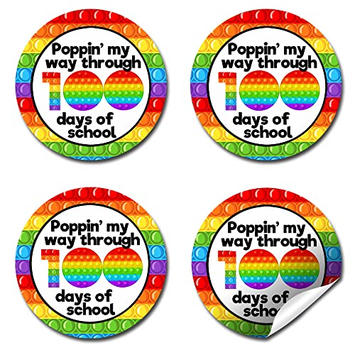 Pop Fidget 100th Day of School One Hundred Days Smarter Encouragement Sticker Labels for Teachers, 40 2" Party Circle Stickers by AmandaCreation, Great for Students to Celebrate 100 Days of Learning - style: Pop Fidget