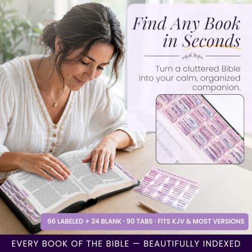 90 Christian Bible Tabs for Women & Men - Lavender Marble - color: Lavender Marble
