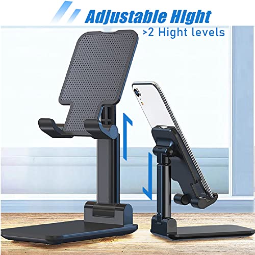 Phone Stand for Desk, Cell Phone Holder Cute Smart Cellphone Stand Foldable Stands Compatible with Under 8" Devices, Office Accessories, Deep Black - color: F-Deep Black
