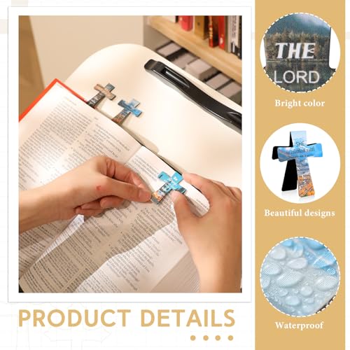Resurhang 48 Pcs Magnetic Bookmark Cross Bible Verse Marker, Landscape - style: Landscape