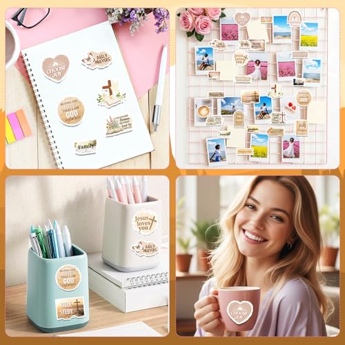 50 Pcs Prayer Board Supplies, Brown Christian Jesus Prayer Board Vision Board Stickers for Women Man, Inspirational Bible Verse Stickers for Water Bottle Laptop Scrapbooking Decals - color: Christian