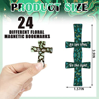 48 Pcs Magnetic Cross Bookmarks Bulk, Marble Style - style: Marble Style
