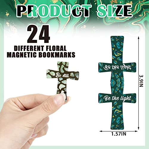 48 Pcs Magnetic Cross Bookmarks Bulk, Marble Style - style: Marble Style